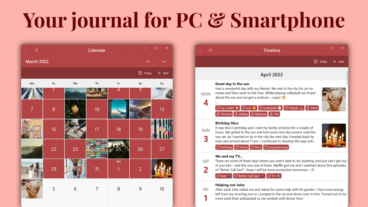 Your journal for PC & Smartphone