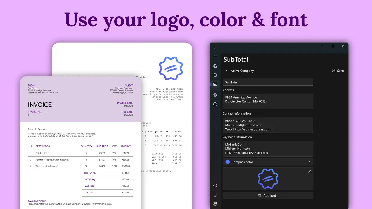 Use your logo, color & font