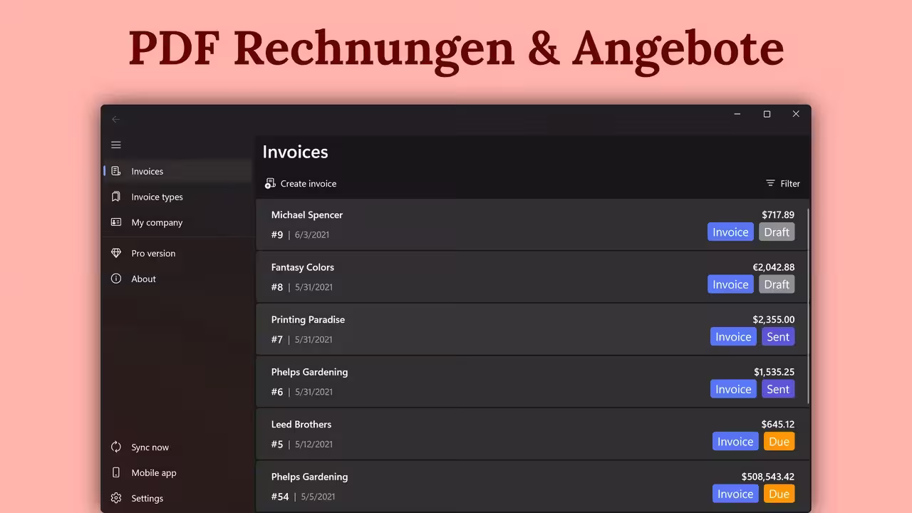PDF Rechnungen und Angebote
