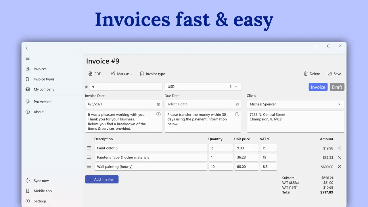 Invoices fast & easy