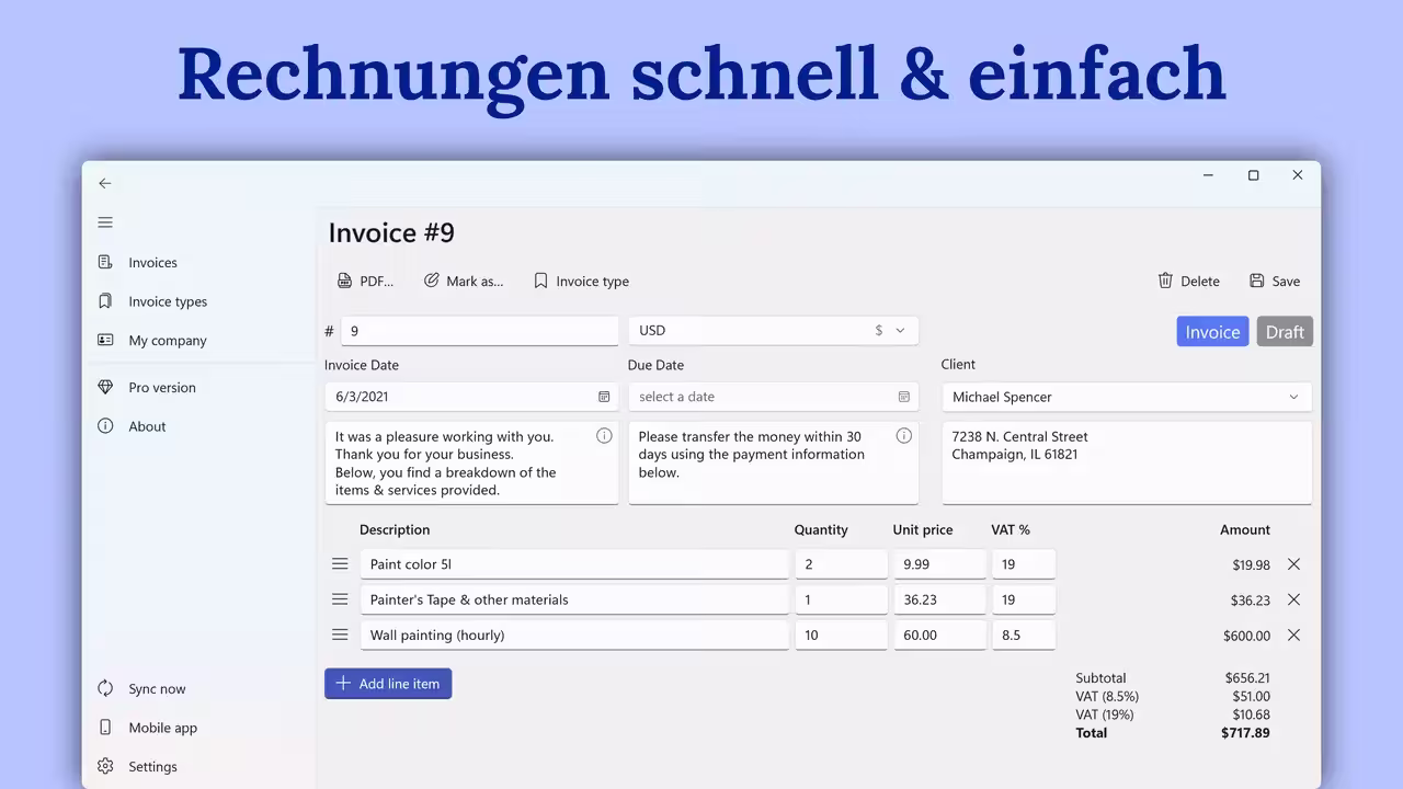 Rechnungen schnell und einfach