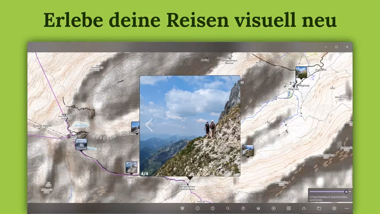 Die Fotos werden an ihrem Aufnahmeort plaziert